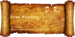 Doma Klaudia névjegykártya